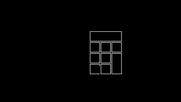 Vit Linje Calculator Ikon Isolerad Svart Bakgrund Bokföringssymbol Beräkningar Matematik — Stockvideo