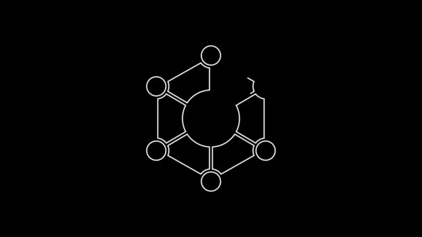 Witte Lijn Molecule Pictogram Geïsoleerd Zwarte Achtergrond Structuur Van Moleculen — Stockvideo