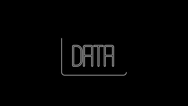 White Line Data Analysis Icon Isolated Black Background Business Data — Videoclip de stoc