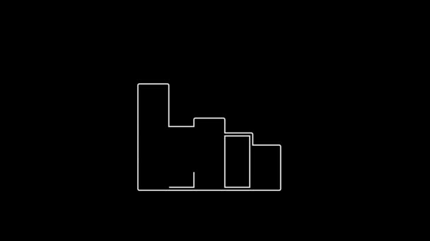 Línea Blanca Icono Disminución Del Crecimiento Financiero Aislado Sobre Fondo — Vídeos de Stock