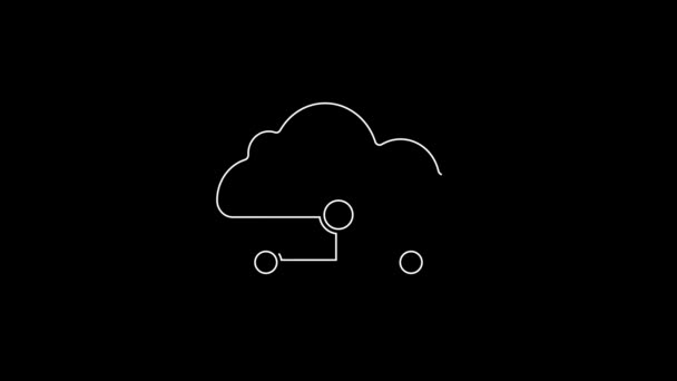 Ligne Blanche Icône Connexion Cloud Réseau Isolée Sur Fond Noir — Video