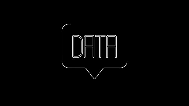 White Line Data Analysis Icon Isolated Black Background Business Data — Vídeos de Stock