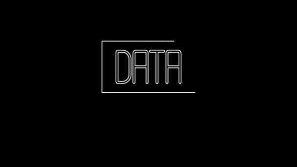 White Line Data Analysis Icon Isolated Black Background Business Data — 图库视频影像