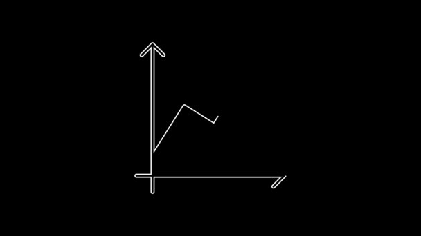 Línea Blanca Crecimiento Financiero Aumenta Icono Aislado Sobre Fondo Negro — Vídeos de Stock
