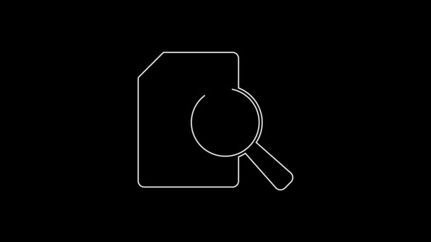 Weiße Linie Dokument Mit Diagrammdiagrammsymbol Isoliert Auf Schwarzem Hintergrund Textdatei — Stockvideo