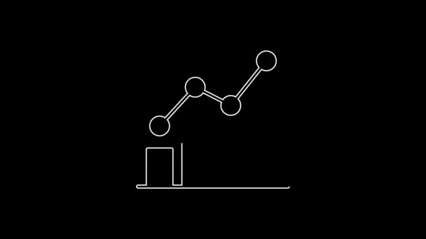 Vit Linje Pie Diagram Infographic Ikon Isolerad Svart Bakgrund Diagramskylt — Stockvideo