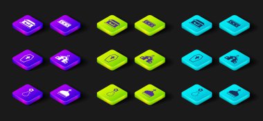 Set Flower in vase Church tower Coffin with cross building and icon. Vector.