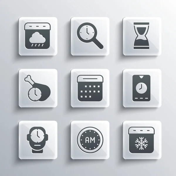 Set Morning Time Calendar Winter Alarm Clock App Mobile Clock — 图库矢量图片