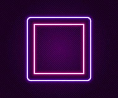 Parlayan neon çizgi dikiş şablonu simgesi siyah arkaplanda izole edildi. Dikiş için işaretler. Renkli taslak konsepti. Vektör.