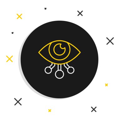 Çizgi Göz tarama simgesi beyaz arkaplanda izole edildi. Göz taraması yapılıyor. Güvenlik kontrol sembolü. Siber göz işareti. Renkli taslak konsepti. Vektör.