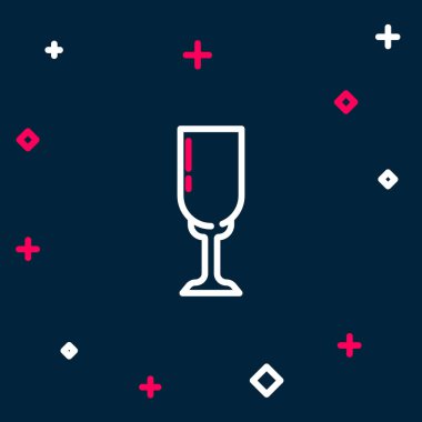 Mavi arka planda izole edilmiş şampanya ikonu çizgisi. Renkli taslak konsepti. Vektör.