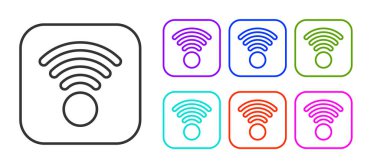 Siyah çizgi Wi-Fi kablosuz internet ağ sembolü simgesi beyaz arkaplanda izole edildi. Simgeleri renklendirin. Vektör.