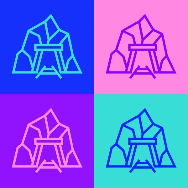 波普艺术线矿山入口图标孤立的颜色背景 — 图库矢量图片