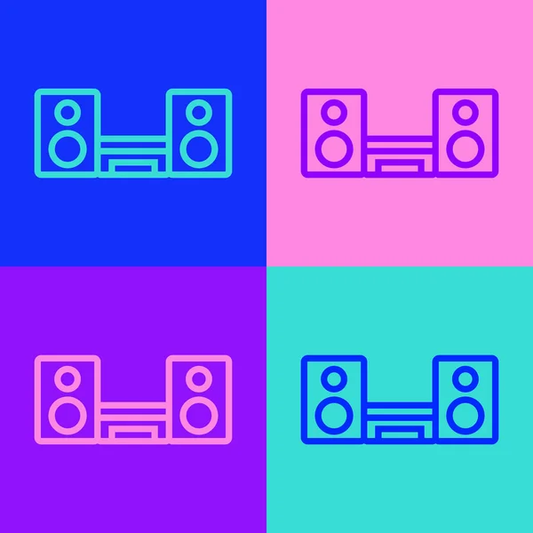 Pop Art Line Home Stereo Com Dois Alto Falantes Ícone —  Vetores de Stock