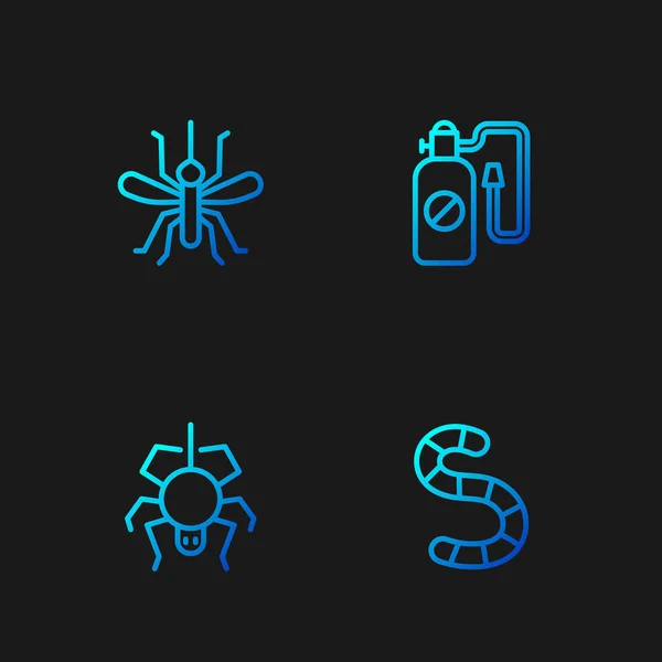 Set Line Worm Spider Mosquito Pressure Sprayer Gradient Color Icons — Vetor de Stock