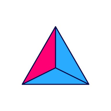 Filled outline Geometric figure Tetrahedron icon isolated on white background. Abstract shape. Geometric ornament. Vector.