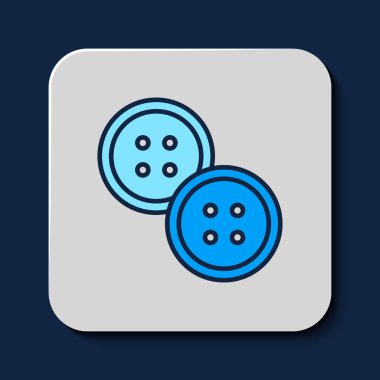 Filled outline Sewing button for clothes icon isolated on blue background. Clothing button. Vector.