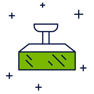 Beyaz arkaplanda izole edilmiş softbox simgesinde Stüdyo lambası dolduruldu. Gölge yansıma tasarımı. Vektör.