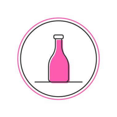 Beyaz arka planda izole edilmiş bir şişe şarap ikonu. Vektör.