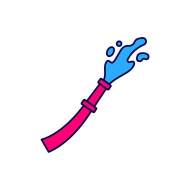 Beyaz arka planda izole edilmiş ana hatlı itfaiye hortumu makarası simgesi. Vektör.