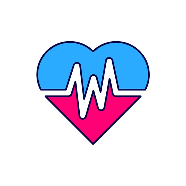 Заполненный Контур Значок Сердечного Ритма Изолирован Белом Фоне Знак Сердцебиения — стоковый вектор