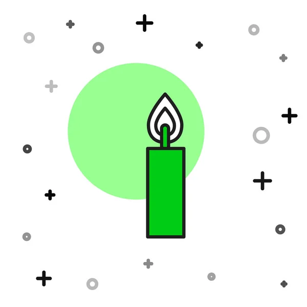 Filled Outline Burning Candle Icon Isolated White Background Cylindrical Candle — Image vectorielle