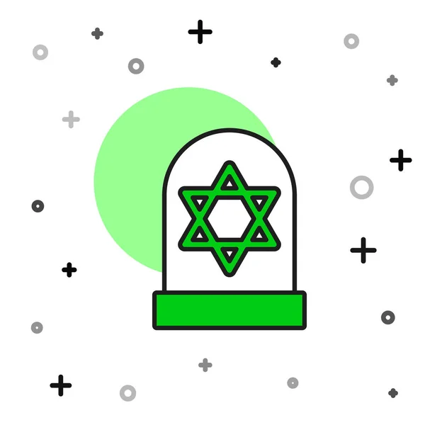 Filled Outline Tombstone Star David Icon Isolated White Background Jewish — Stockvector