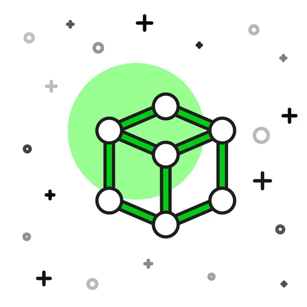 Gevulde Omtrek Molecule Pictogram Geïsoleerd Witte Achtergrond Structuur Van Moleculen — Stockvector