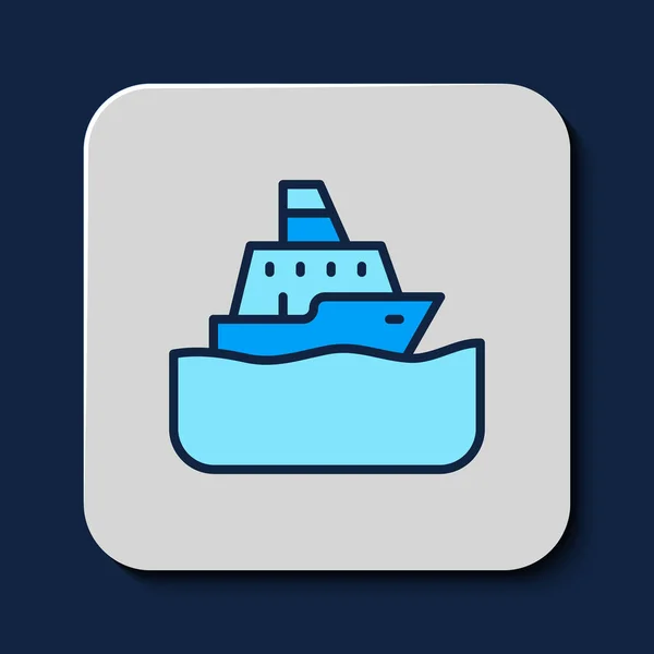 Filled Outline Cruise Ship Icon Isolated Blue Background Travel Tourism — Wektor stockowy