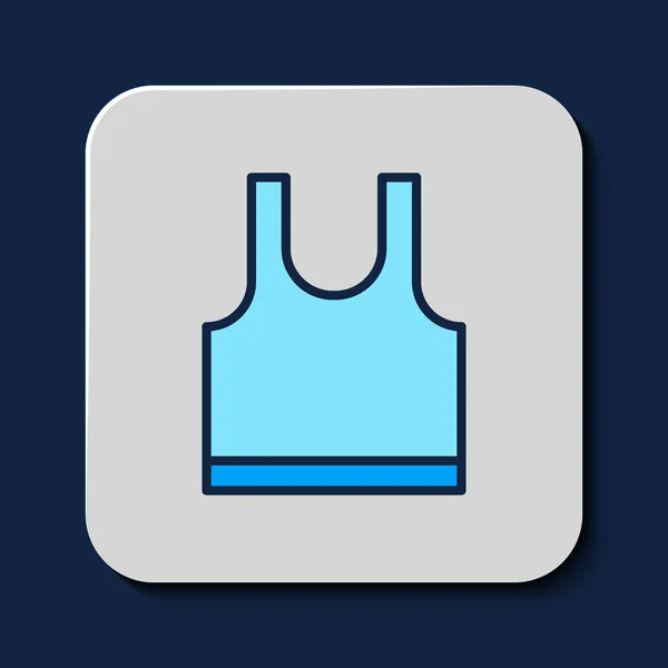 Filled Outline Sleeveless Shirt Icon Isolated Blue Background Vector — Stockový vektor
