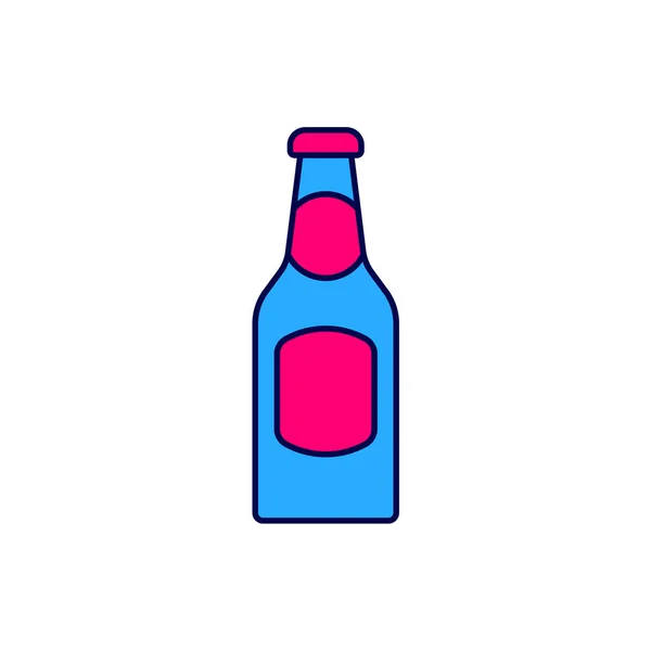 Filled Outline Beer Bottle Icon Isolated White Background Vector — 图库矢量图片