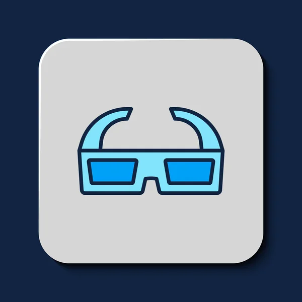 Filled Outline Cinema Glasses Icon Isolated Blue Background Vector — Stockvektor