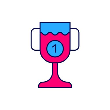 Doldurulmuş taslak ödül kupa simgesi beyaz arkaplanda izole edildi. Galibiyet ödülü sembolü. Şampiyonluk ya da yarışma kupası. Spor başarısı işareti. Vektör.