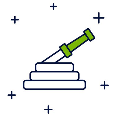 Beyaz arka planda izole edilmiş ana hatlı itfaiye hortumu makarası simgesi. Vektör.