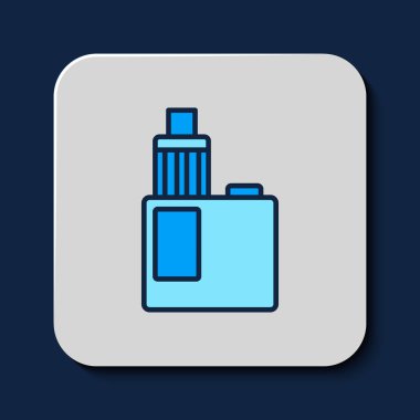 Filled outline Vape mod device icon isolated on blue background. Vape smoking tool. Vaporizer Device. Vector.
