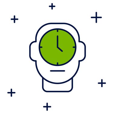 Doldurulmuş saat simgesi beyaz arkaplanda izole edildi. Zaman sembolü. Vektör.