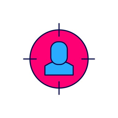 Beyaz arka planda izole edilmiş ana hatlı kafa avlama simgesi. İş hedefi ya da İstihdam tabelası. İş için insan kaynakları ve adam toplama. Vektör.