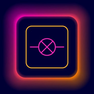Glowing neon line Lamp in electronic circuit icon isolated on black background. Colorful outline concept. Vector.