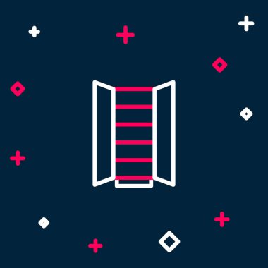 Line Wardrobe icon isolated on blue background. Cupboard sign. Colorful outline concept. Vector.