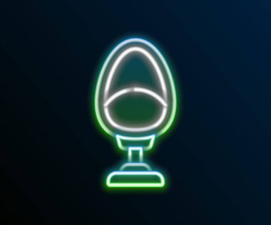Parlayan neon hattı Armchair simgesi siyah arkaplanda izole edildi. Renkli taslak konsepti. Vektör.