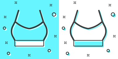 Black line Female crop top icon isolated on green and white background. Undershirt. Random dynamic shapes. Vector.