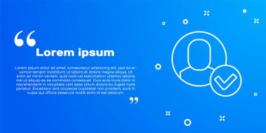 Beyaz çizgi İşçi simgesi mavi arkaplanda izole edildi. İş simgesi kullanıcı profili simgesi simgesi. Erkek kullanıcı işareti. Vektör.