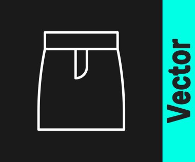 White line Skirt icon isolated on black background. Vector.