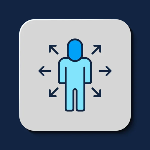 Filled Outline Multitasking Manager Working Icon Isolated Blue Background Vector — Image vectorielle