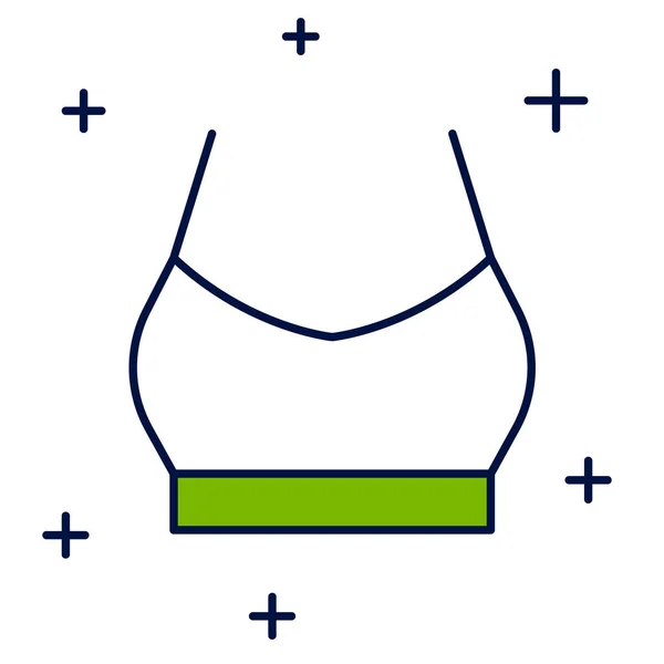 Filled Outline Female Crop Top Icon Isolated White Background Undershirt —  Vetores de Stock