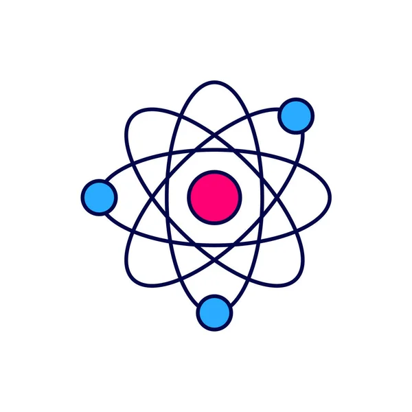 填充轮廓原子图标孤立在白色背景 核物理学 科学研究的象征 — 图库矢量图片