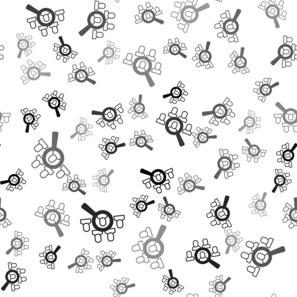 Svart Förstoringsglas För Sökjobb Ikon Isolerad Sömlös Mönster Vit Bakgrund — Stock vektor