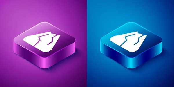 Isometric Mountains Icon Isolated Blue Purple Background Symbol Victory Success — Stock Vector