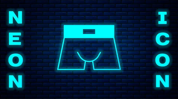 Glowing Neon Men Underpants Icon Isolated Brick Wall Background Man — Stock Vector