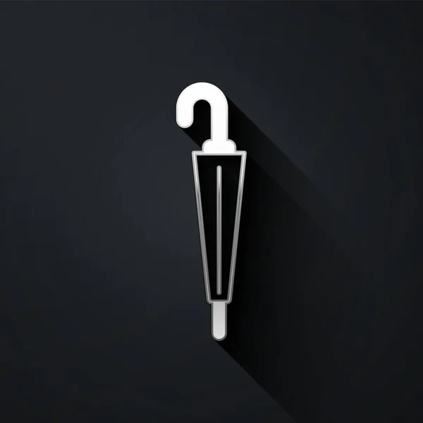 Silver Classic Elegant Umbrella Icon Isolated Black Background Rain Protection — Stockvector